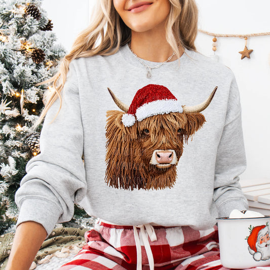 Faux Yarn Holiday Highland Cow