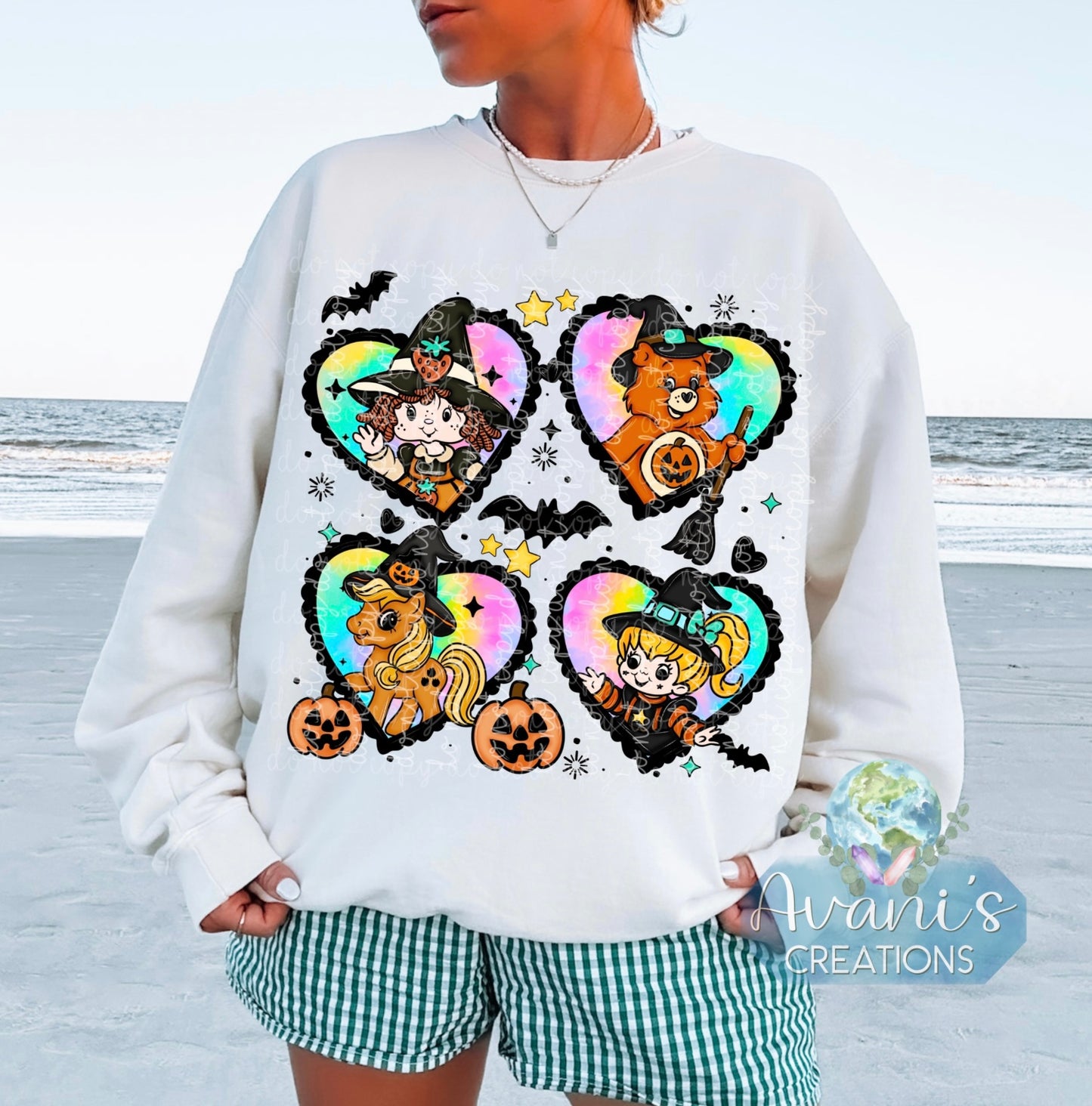 Rainbow Vintage Icons Halloween Hearts